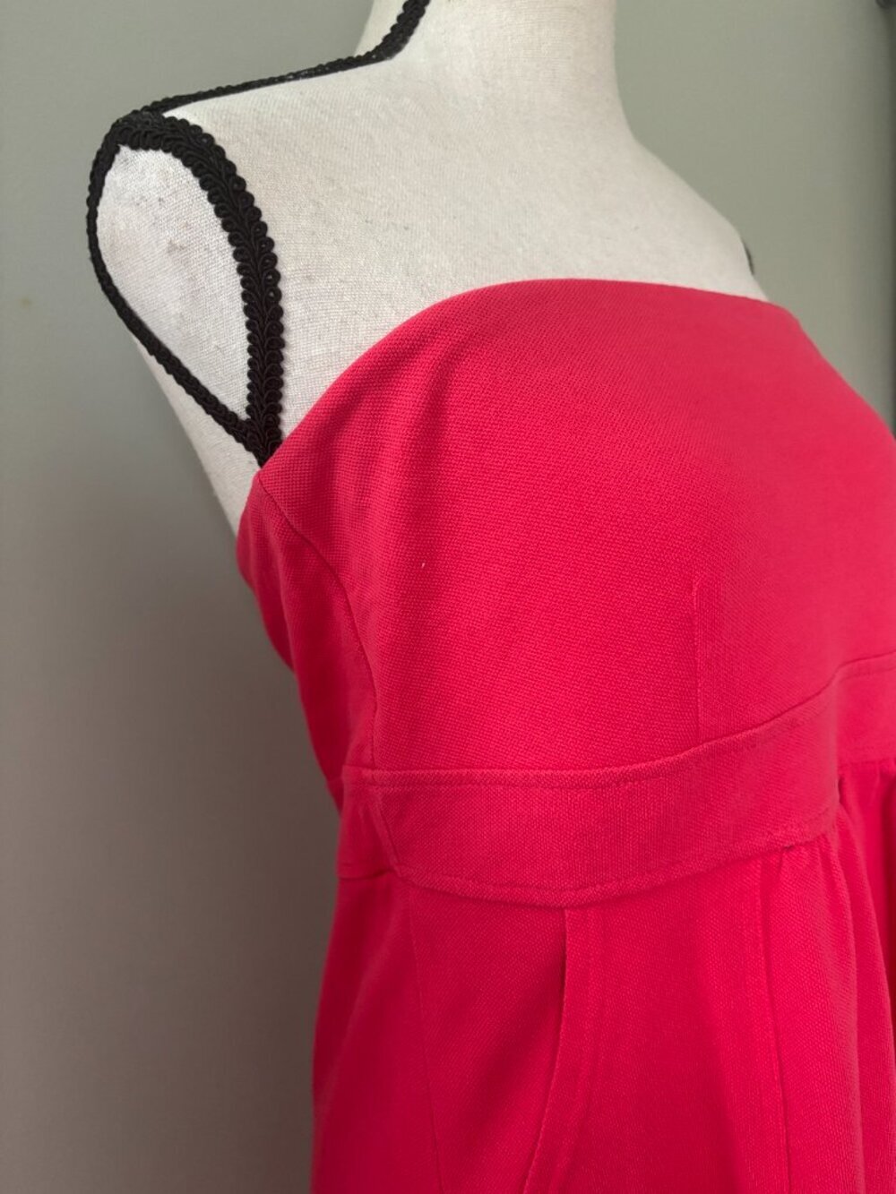 J.Crew Red Pique Cotton Strapless Dress with Pockets Size 6 Like New - Picture 3 of 7